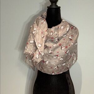 Elegant Beige and Red festive holiday Scarf